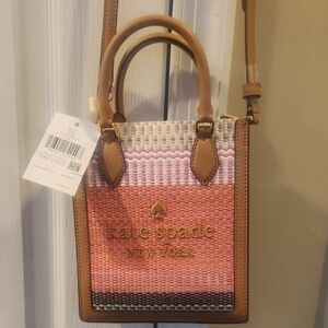 Kate Spade Pink and Tan Mini Woven Bag NWT